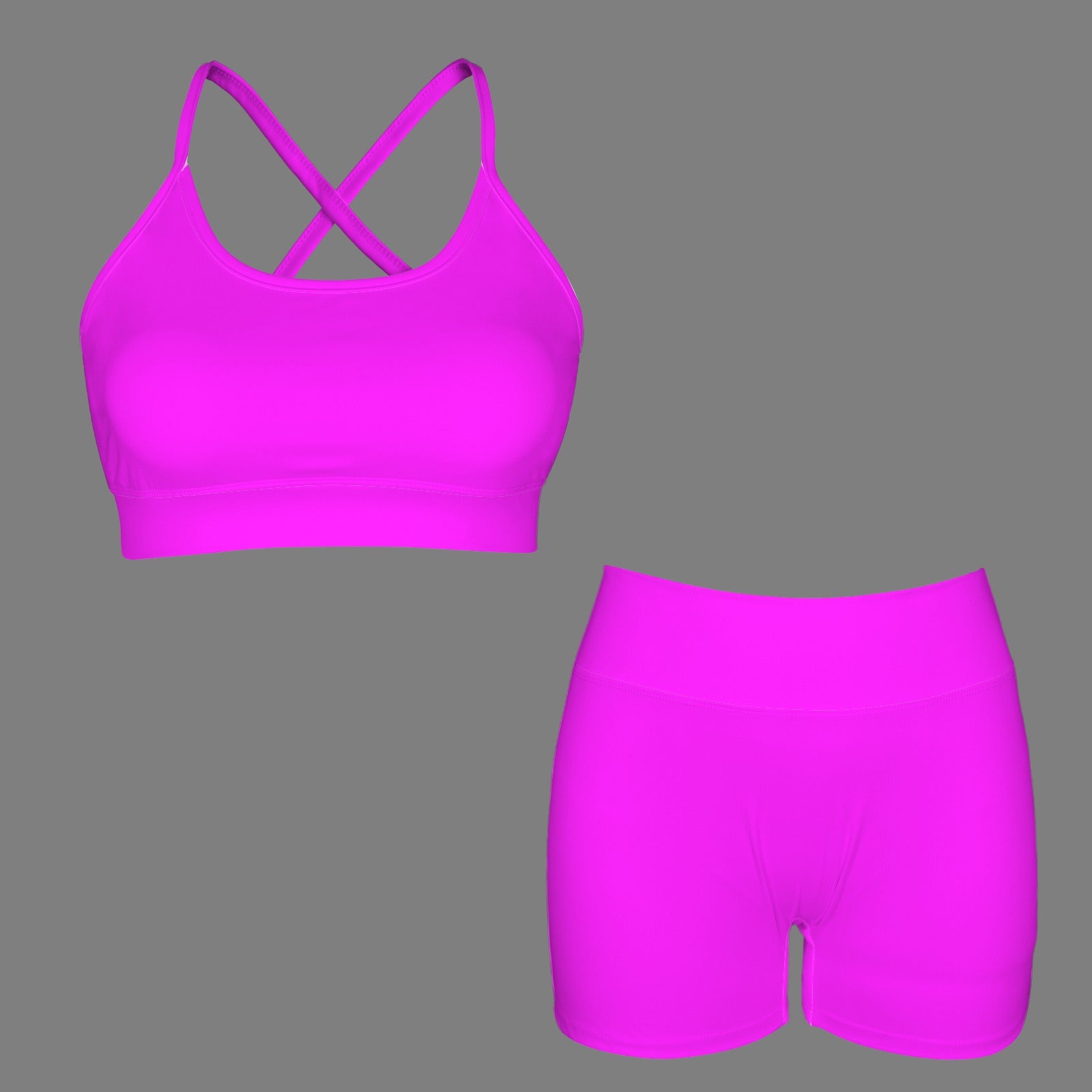 Women's Yoga Short Set- Electric Pink