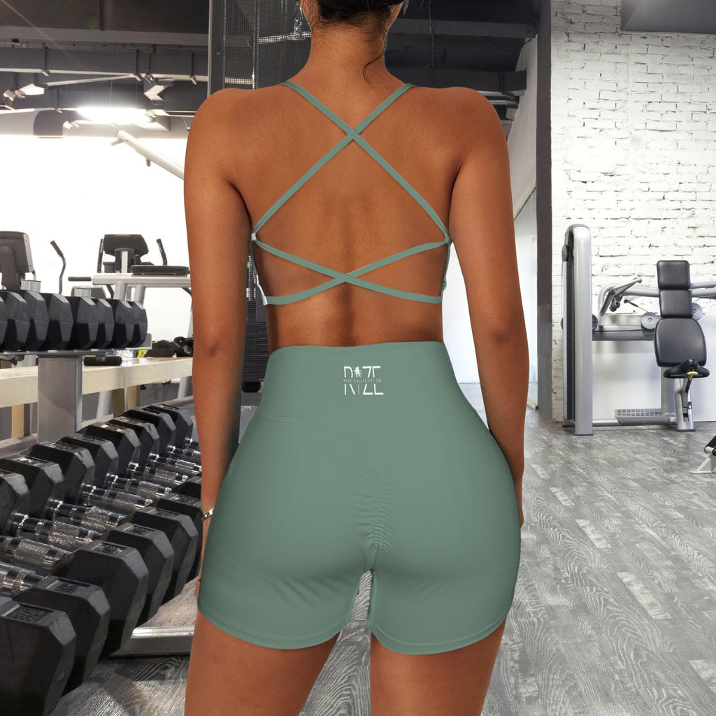 Women's Yoga Shorts Set- Army Green