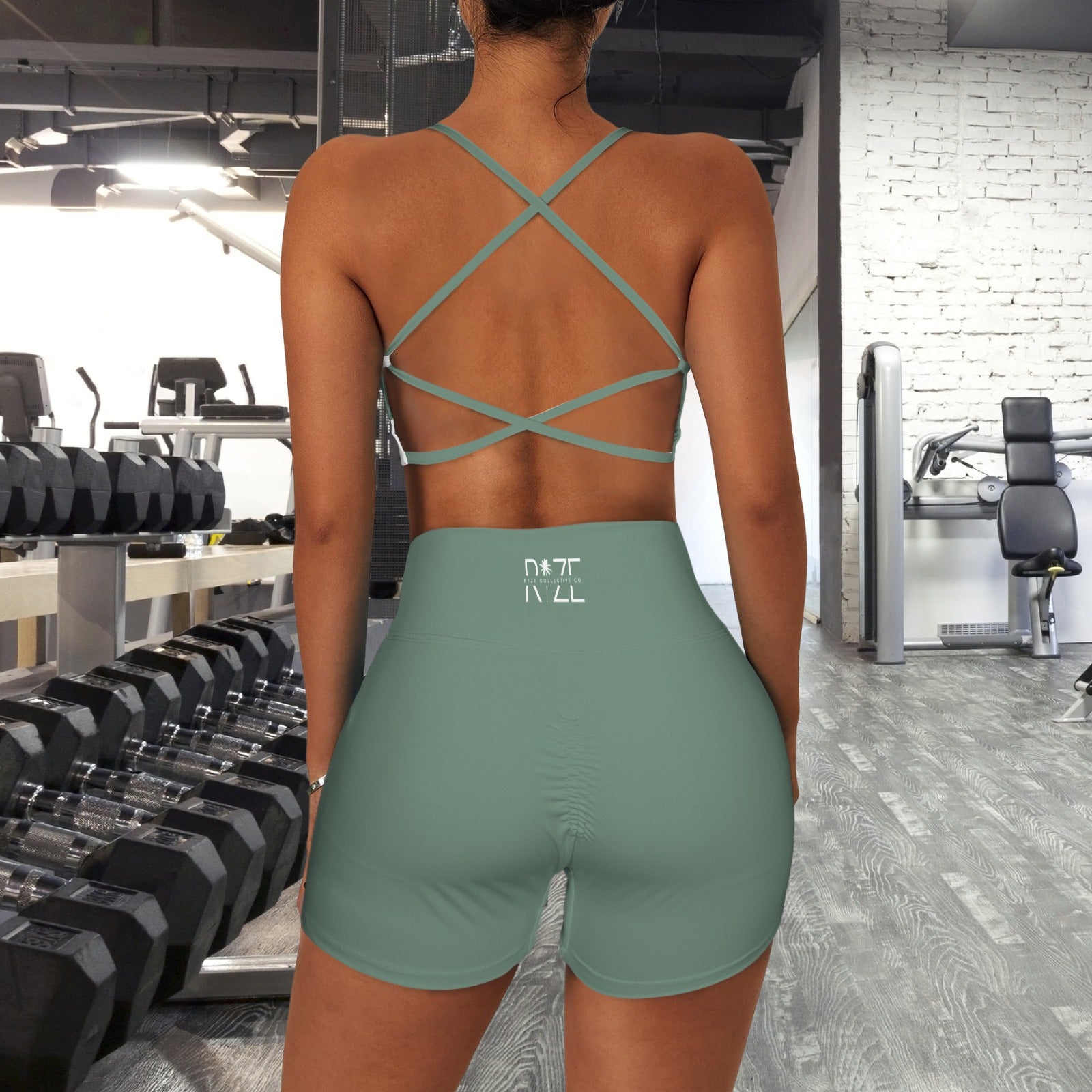 Women's Yoga Shorts Set- Army Green