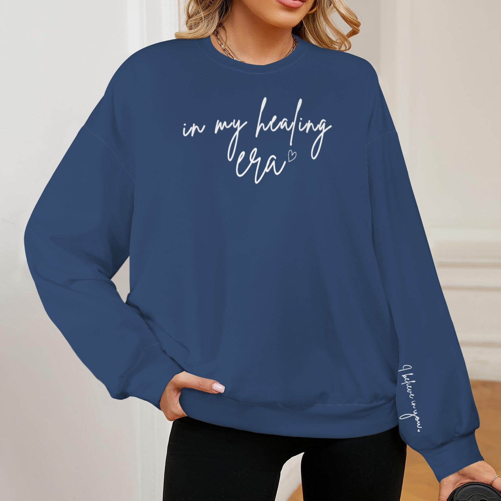in my healing era Sweatshirt- Pacific Blu