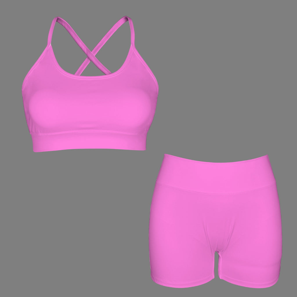Women's Yoga Short Set -Bubble Gum
