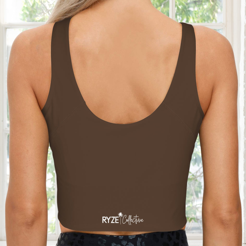 V Neck Scoop Crop Tank- Chocolate