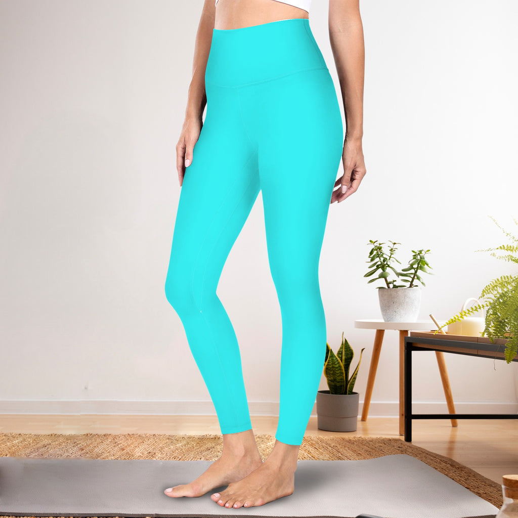 High Waist Yoga Leggings- Bali Blu