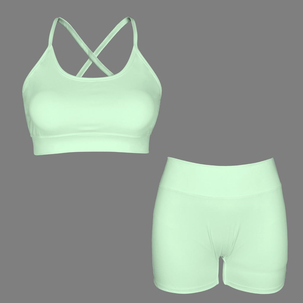 Women's Yoga Short Set- Frosty Lime