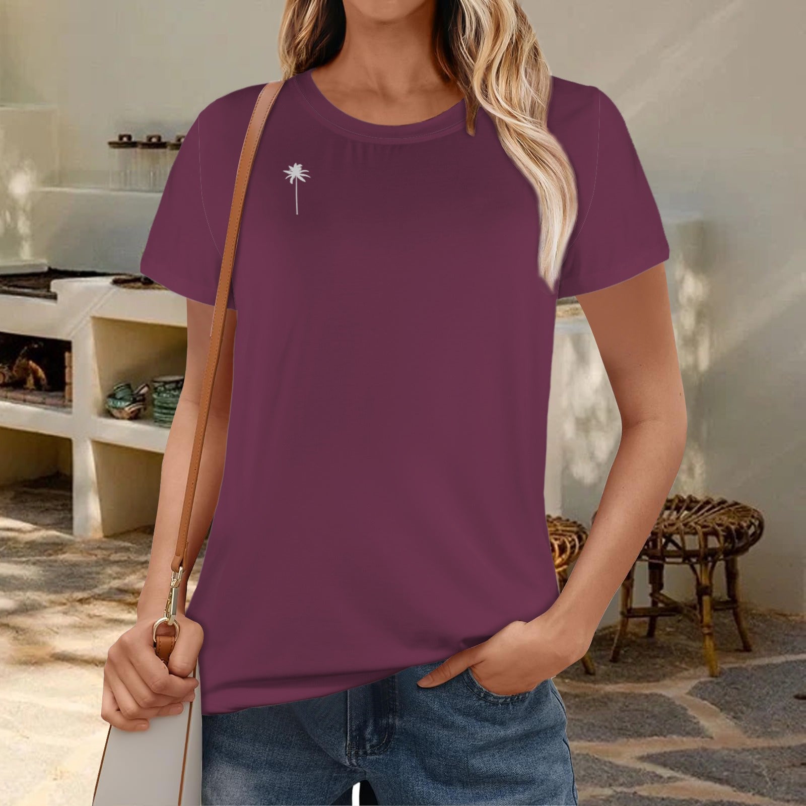 Palm Tree Strong Tee- Wine
