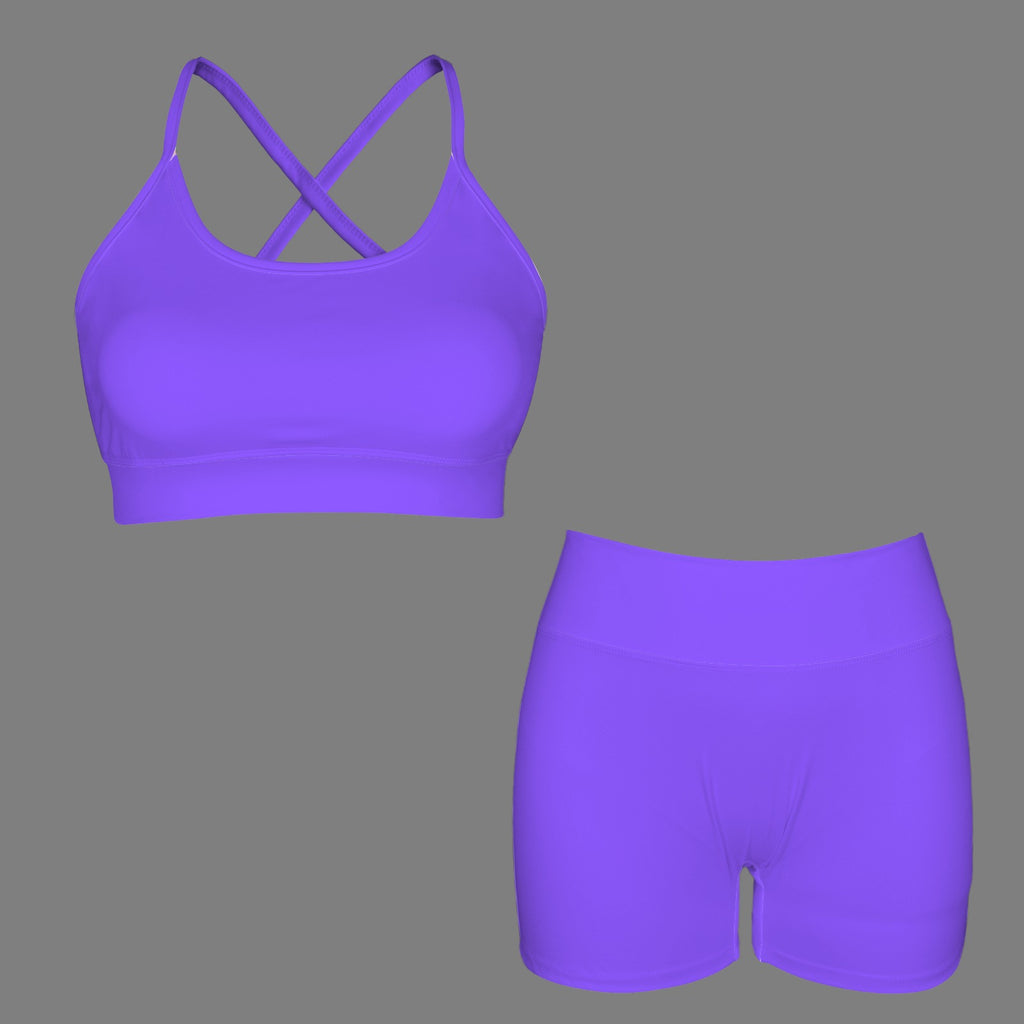 Women's Yoga Short Set- Electric Purple