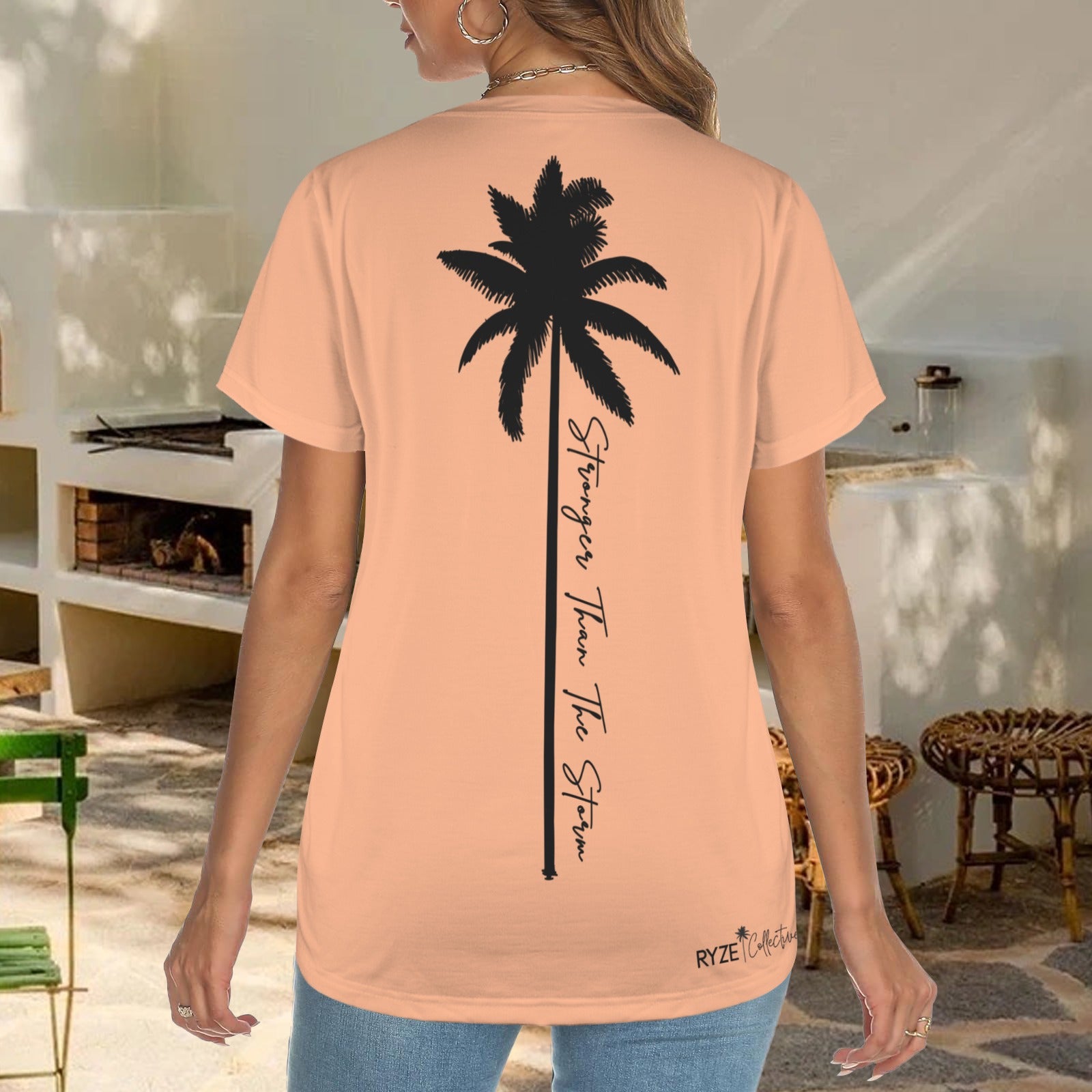 Palm Tree Strong Tee- Peachy