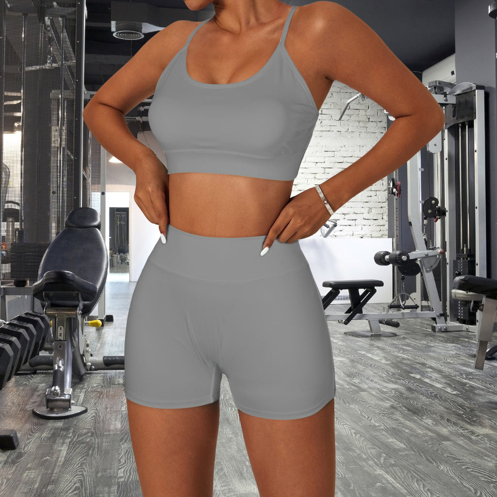 Women's Yoga Shorts Set- Smoky