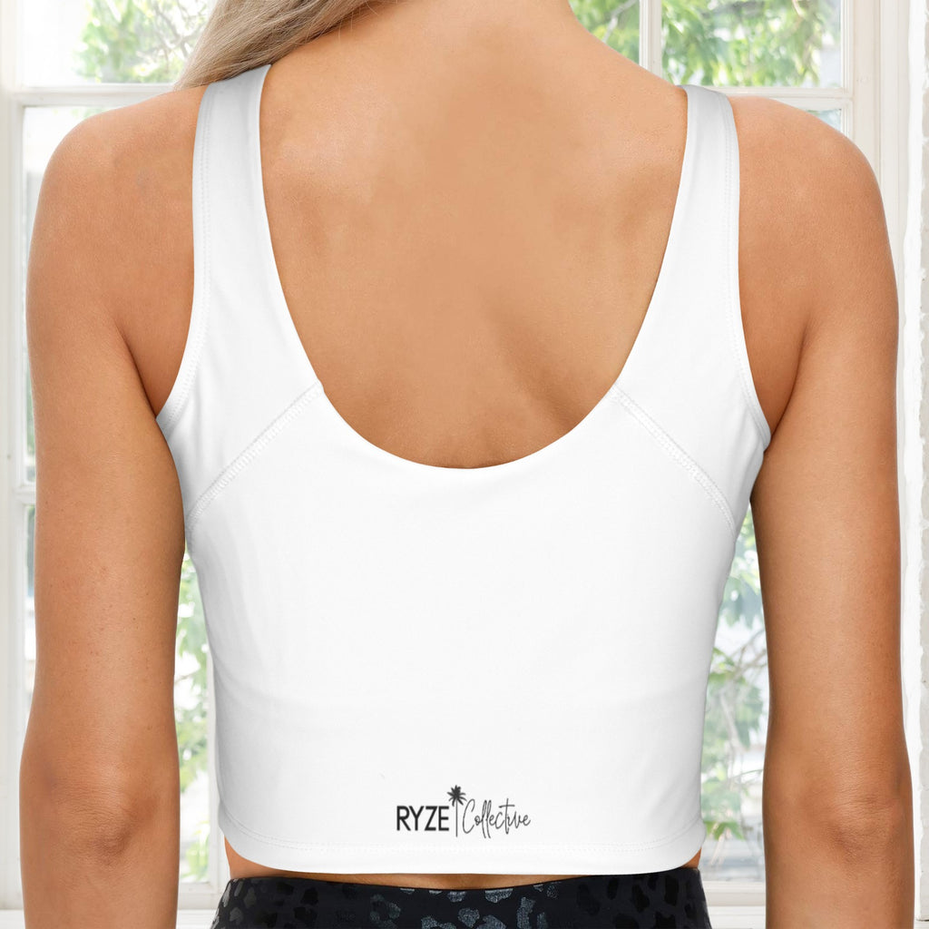V Neck Scoop Crop Tank- Arctic