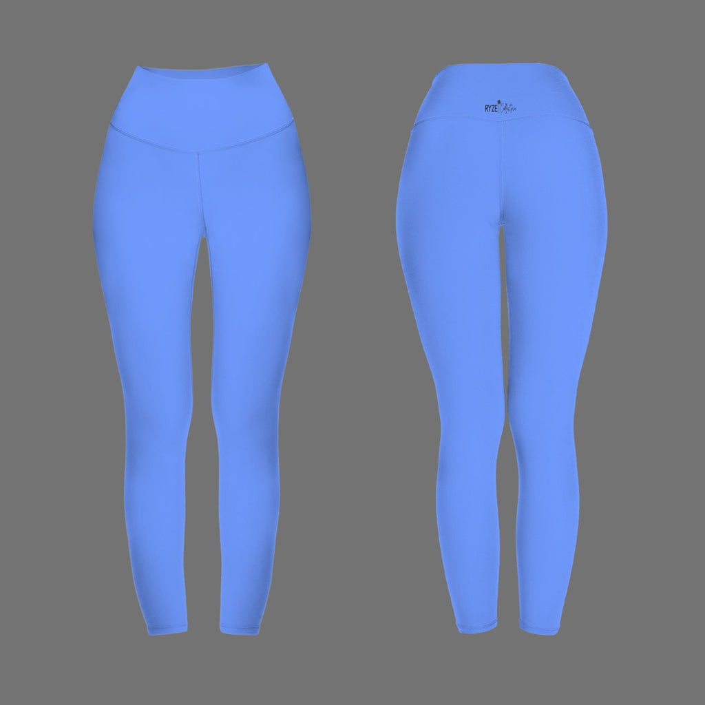 High Waist Yoga Leggings-Beachside Blu