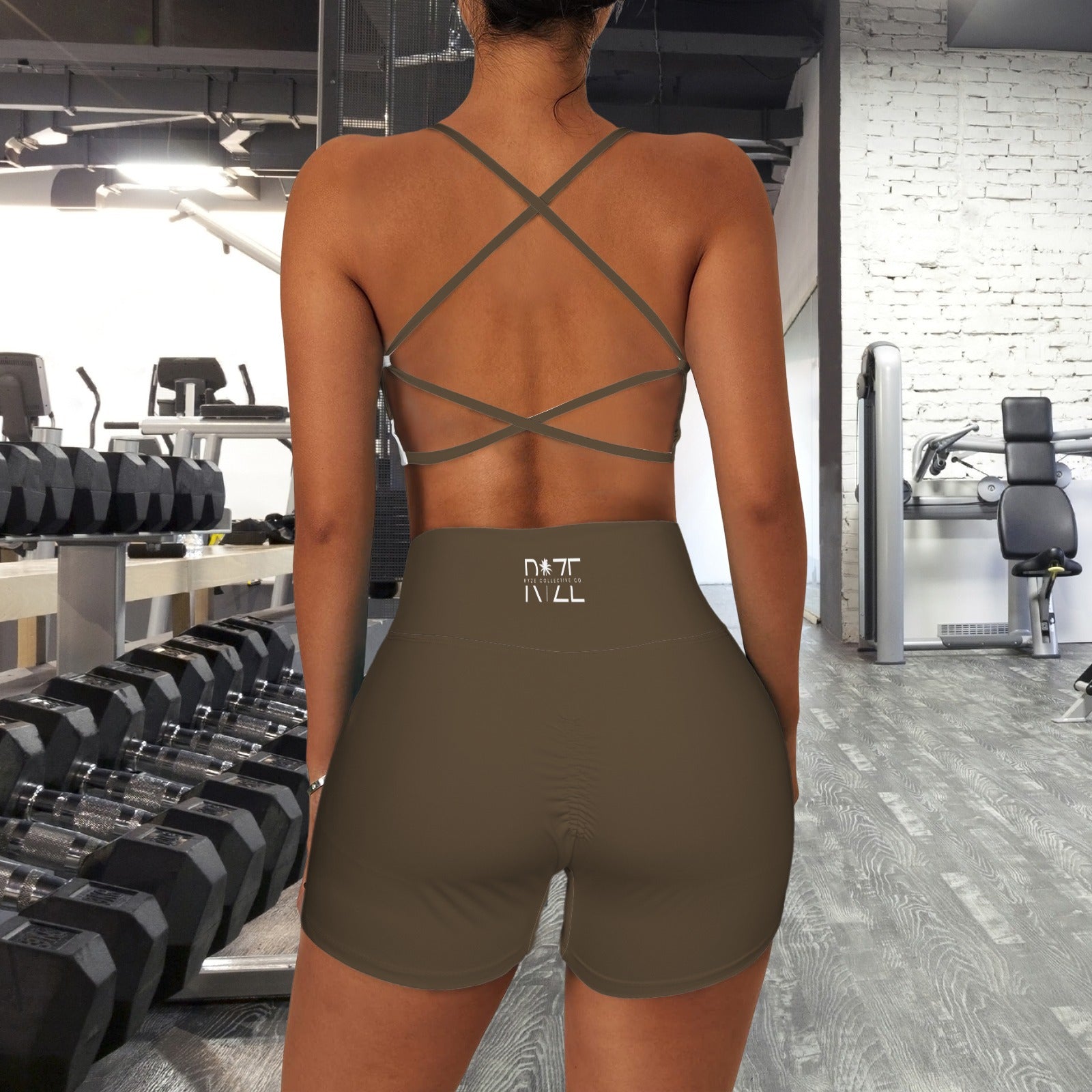 Women's Yoga Shorts Set- Chocolate