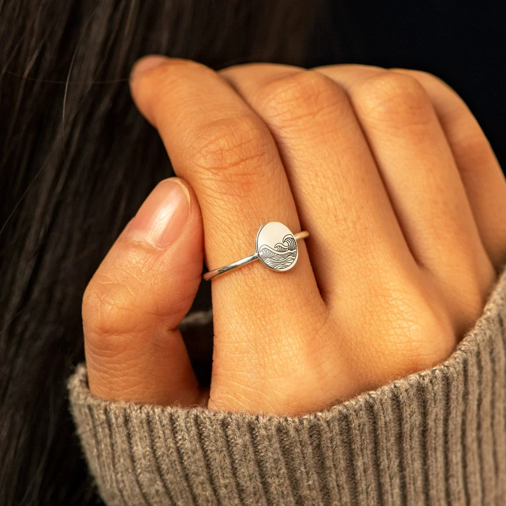 Pure Silver Sea Wave Ring
