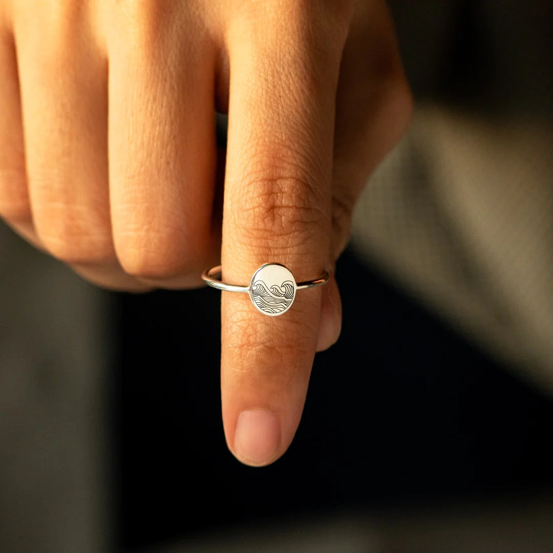 Pure Silver Sea Wave Ring