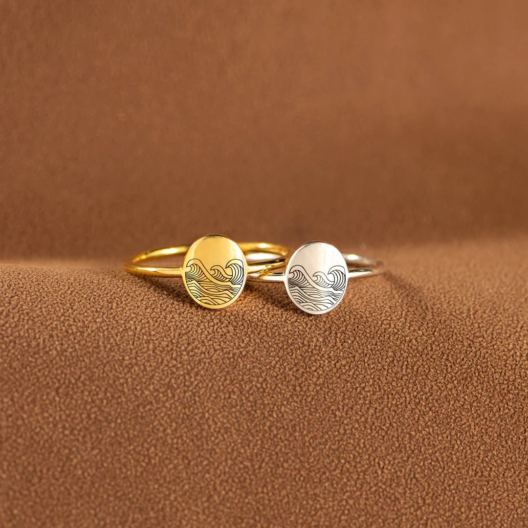 Pure Silver Sea Wave Ring