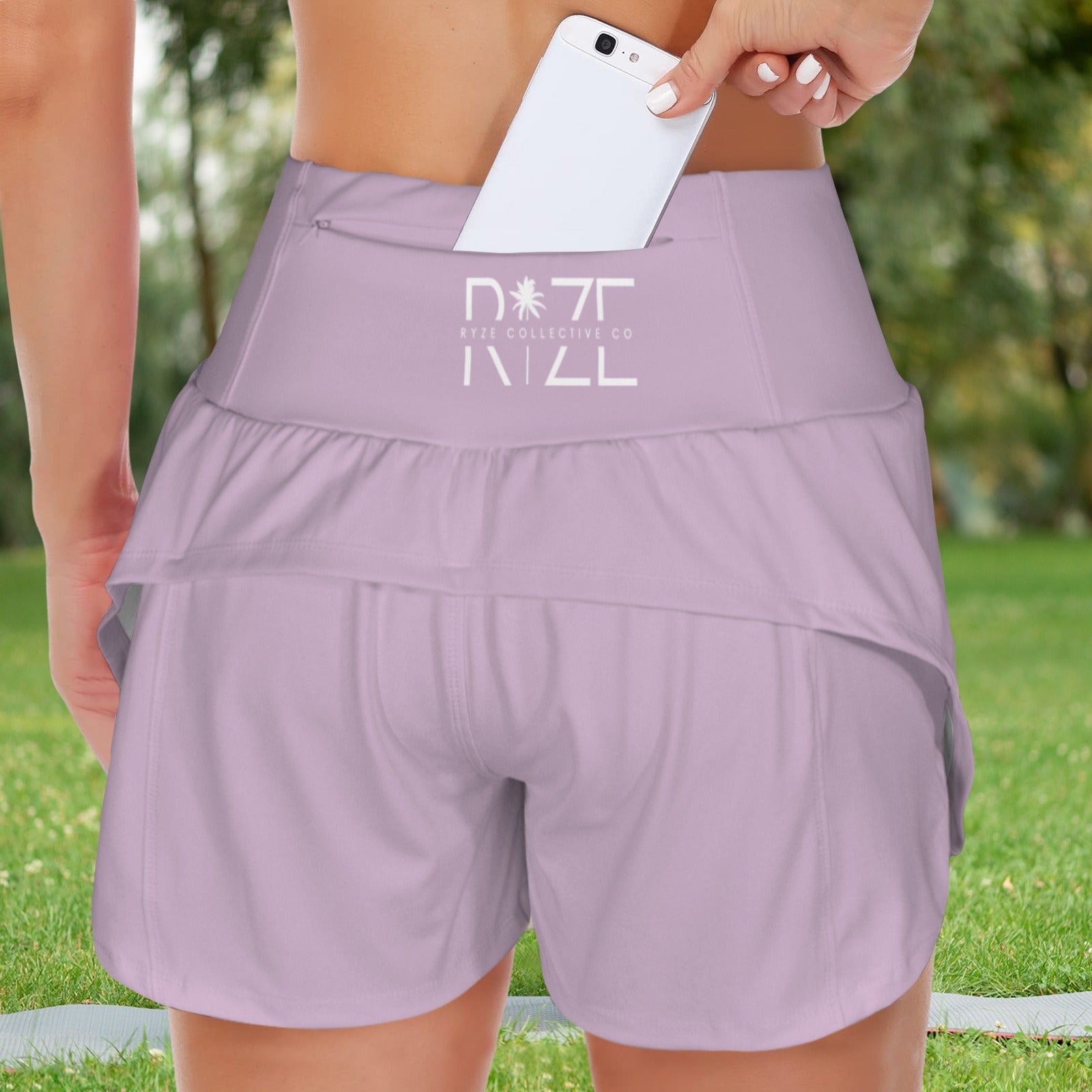 Women's Active Shorts- Light Mauve