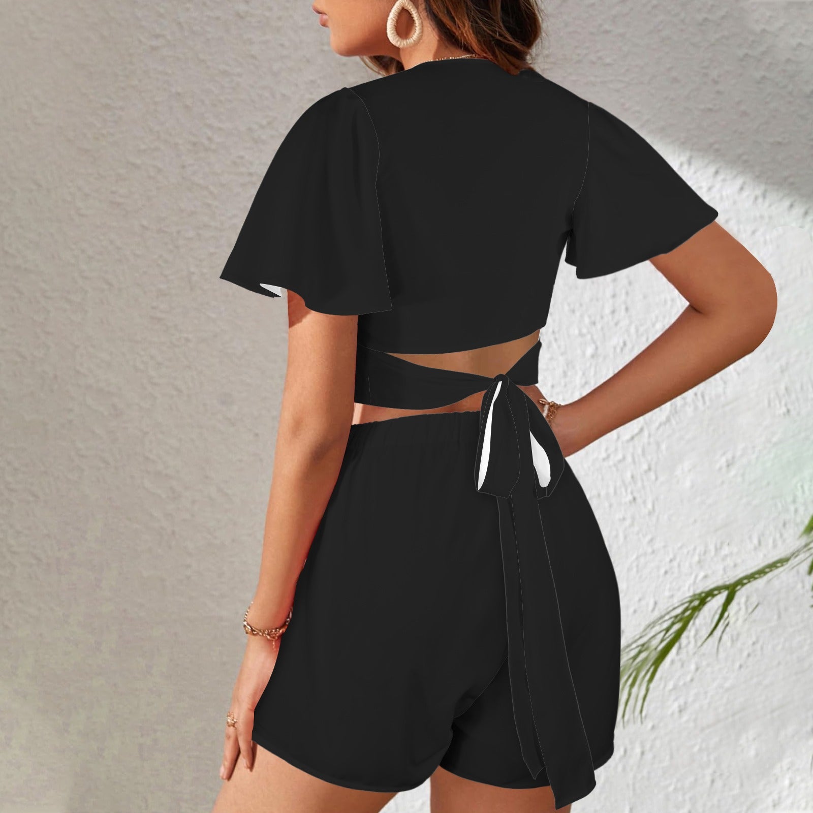Cross Crop Top Set- Midnight