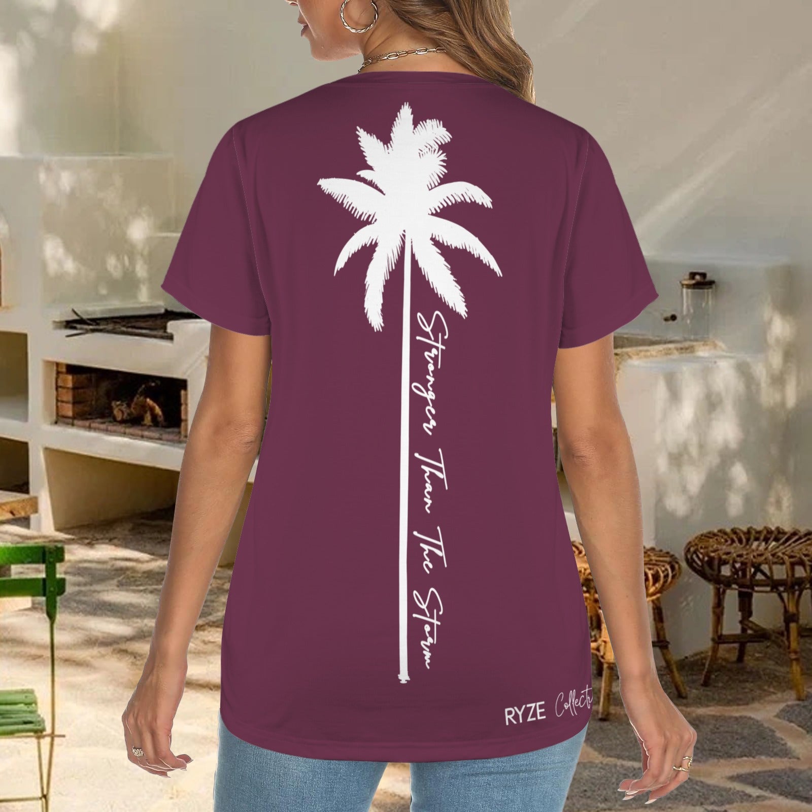 Palm Tree Strong Tee- Wine
