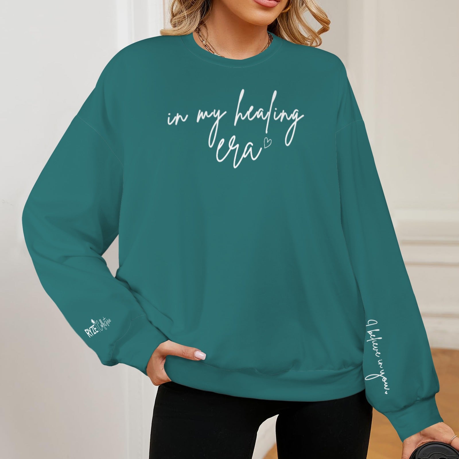 in my healing era Sweatshirt- Teal