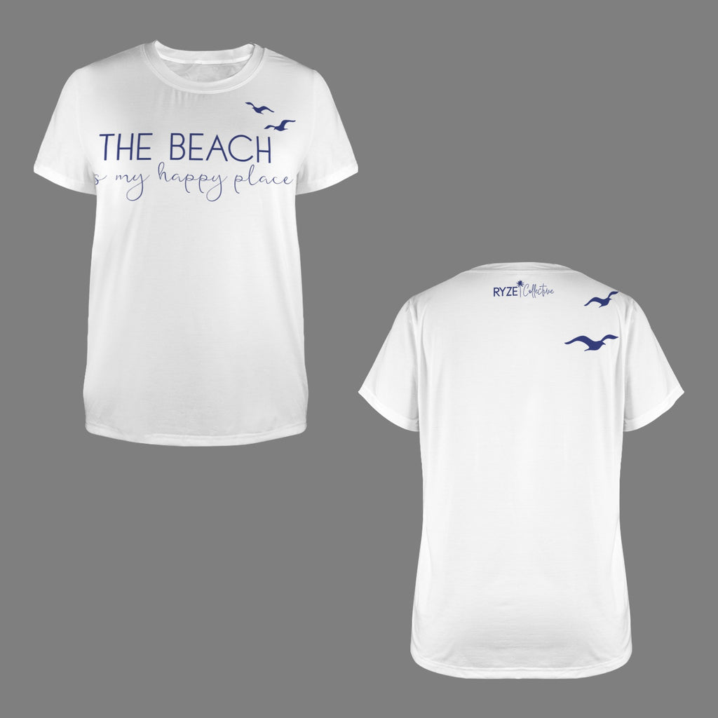 The Beach is my Happy Place T-Shirt- Arctic/Pacific Blu