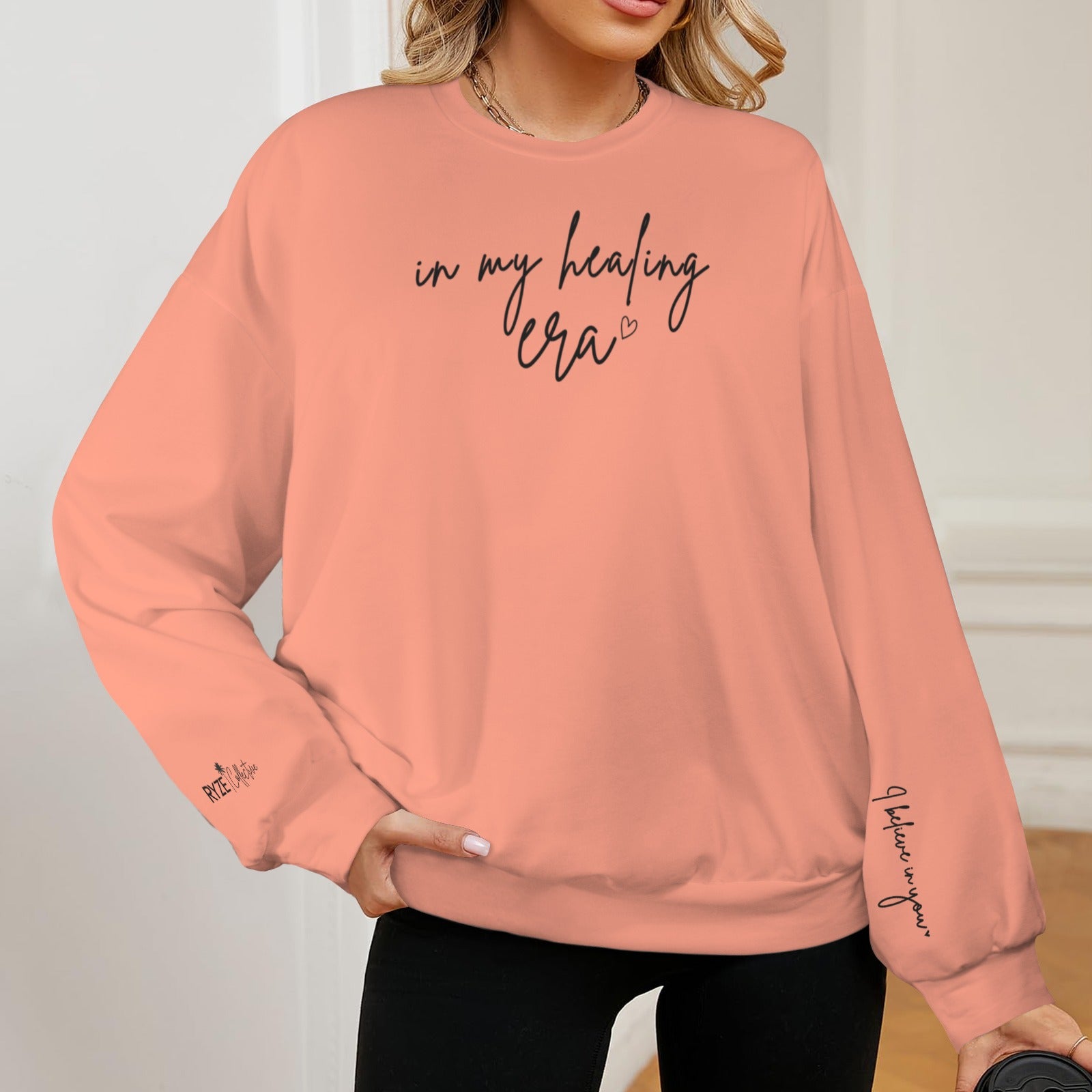in my healing era Sweatshirt- Coral