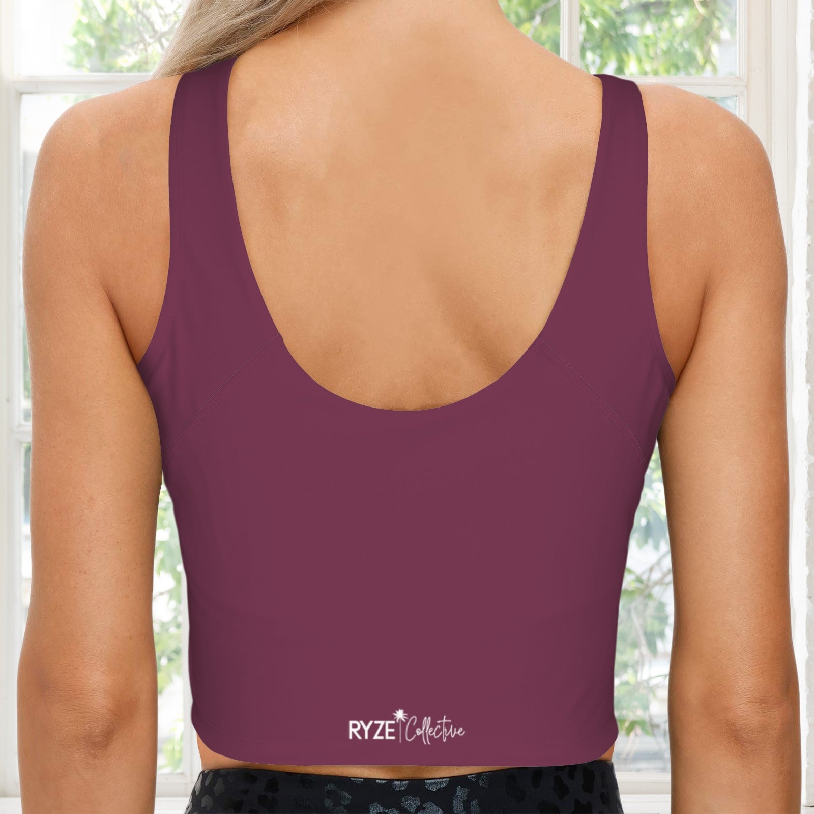 V Neck Scoop Crop Tank- Wine