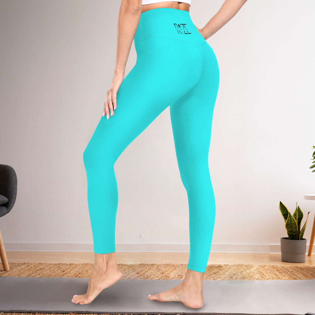 High Waist Yoga Leggings- Bali Blu