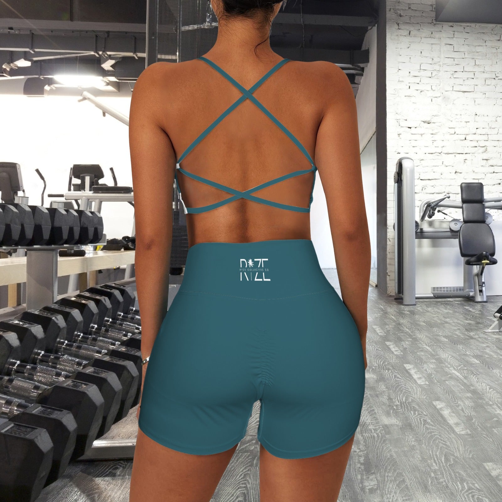 Women's Yoga Shorts Set- Teal