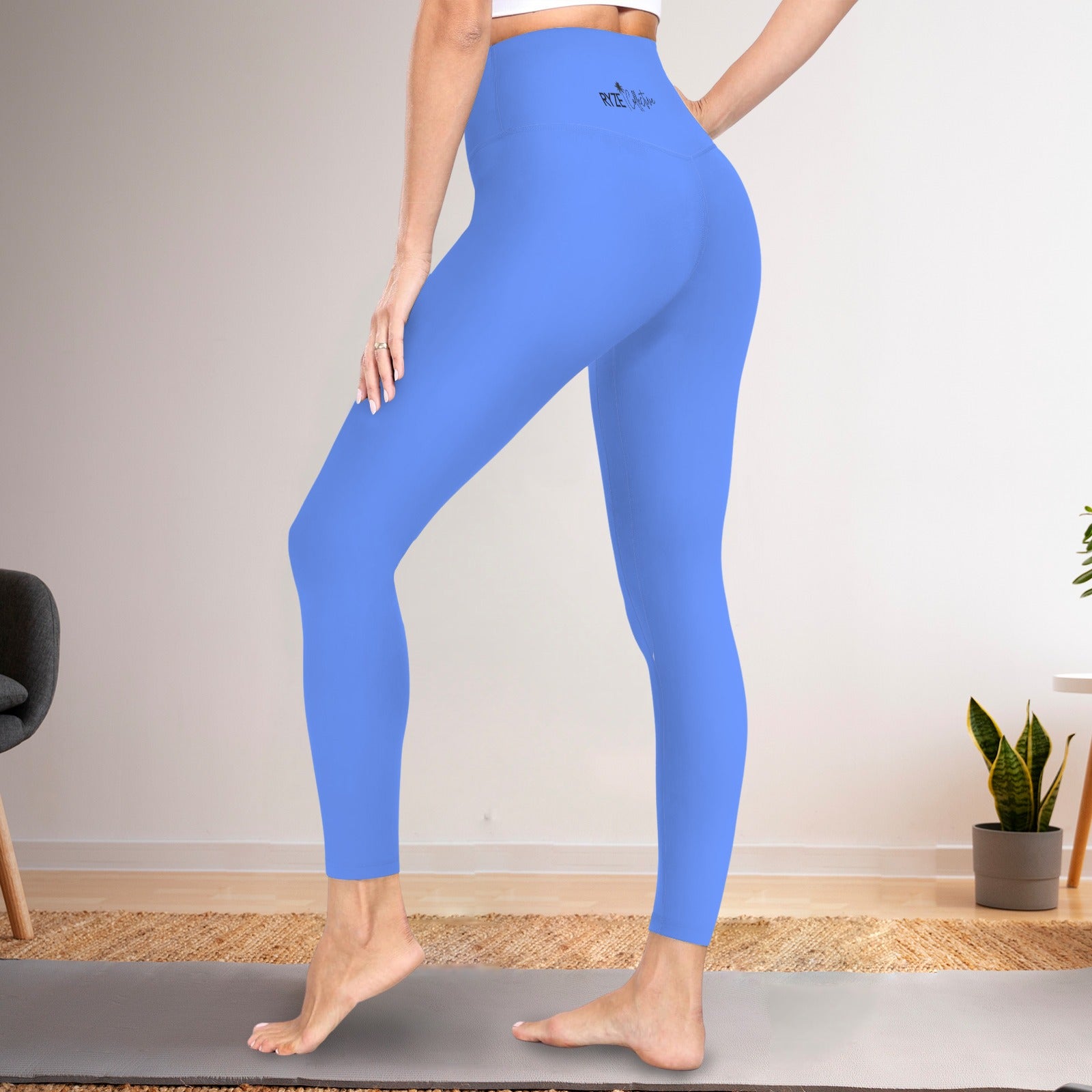 High Waist Yoga Leggings-Beachside Blu