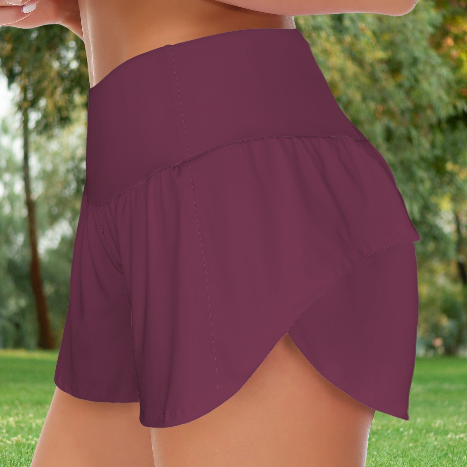 Women's Active Shorts- Wine