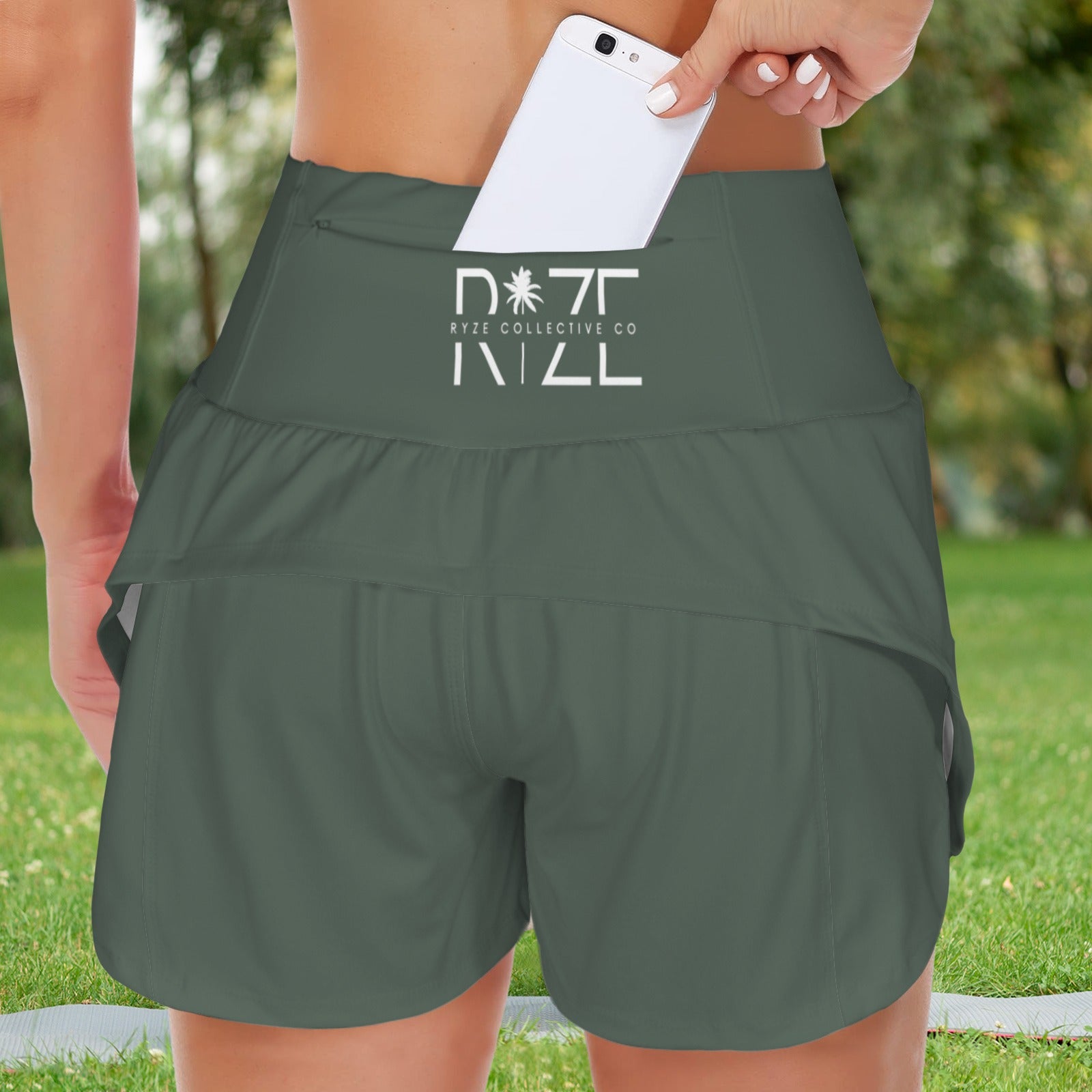 Women's Active Shorts- Army Green