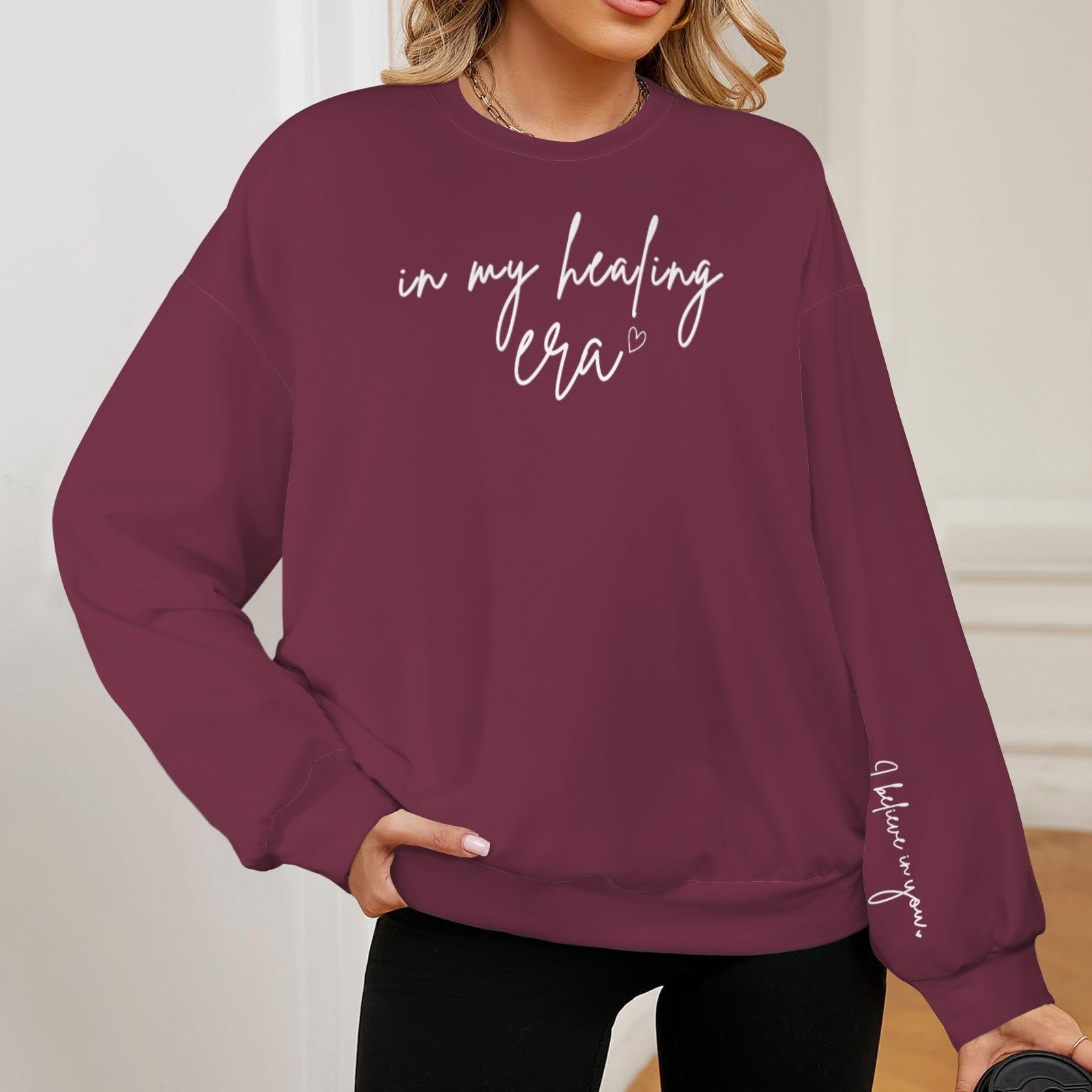 in my healing era Sweatshirt- Maroon