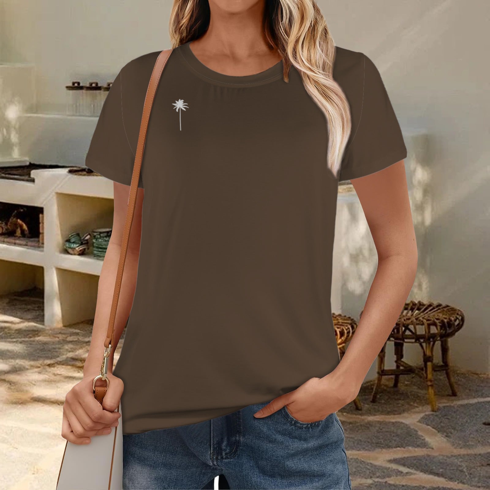 Palm Tree Strong Tee- Chocolate