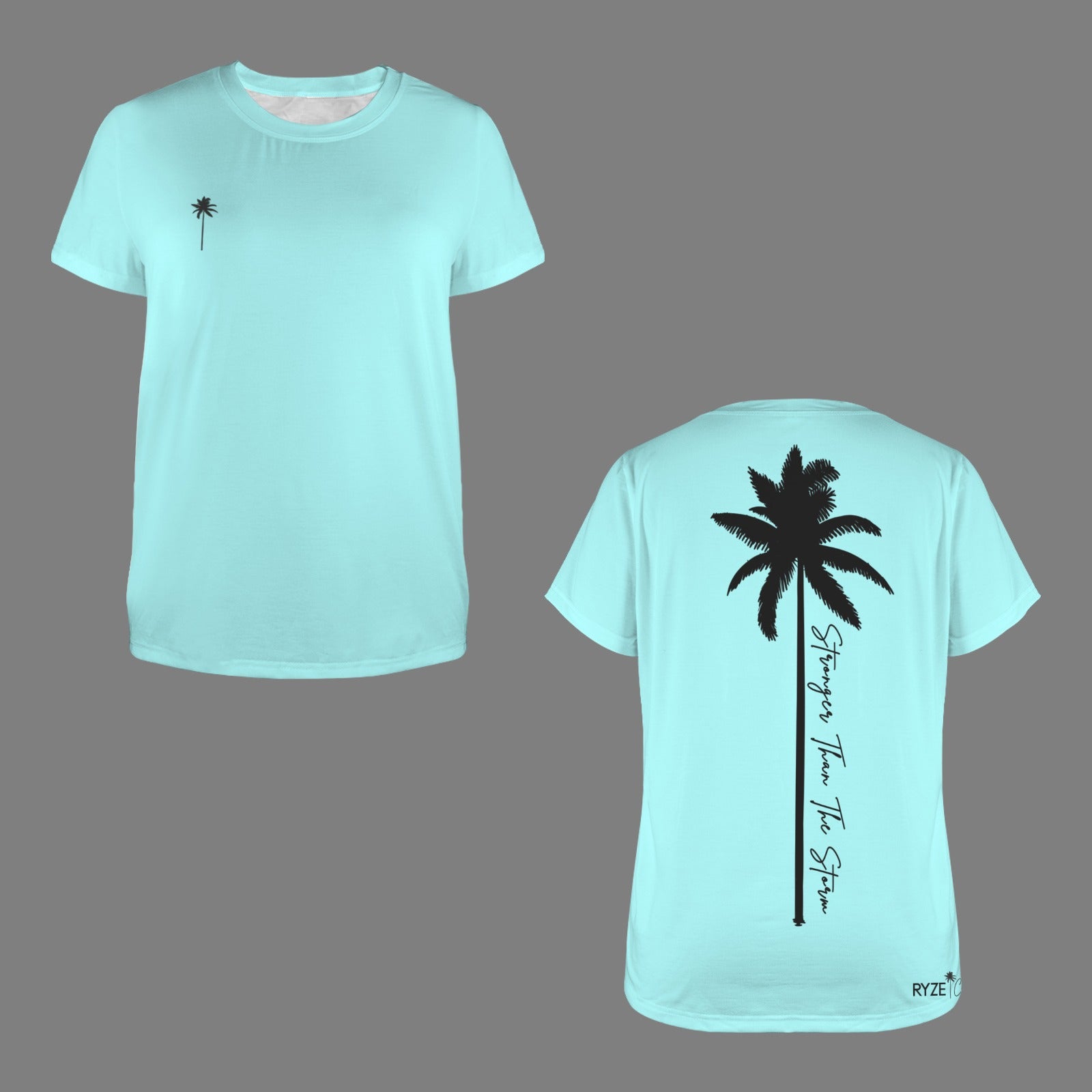 Palm Tree Strong Tee- Aqua
