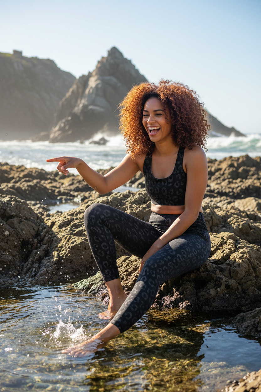 Black Leopard Sports Bra Set - Coastal Rocks