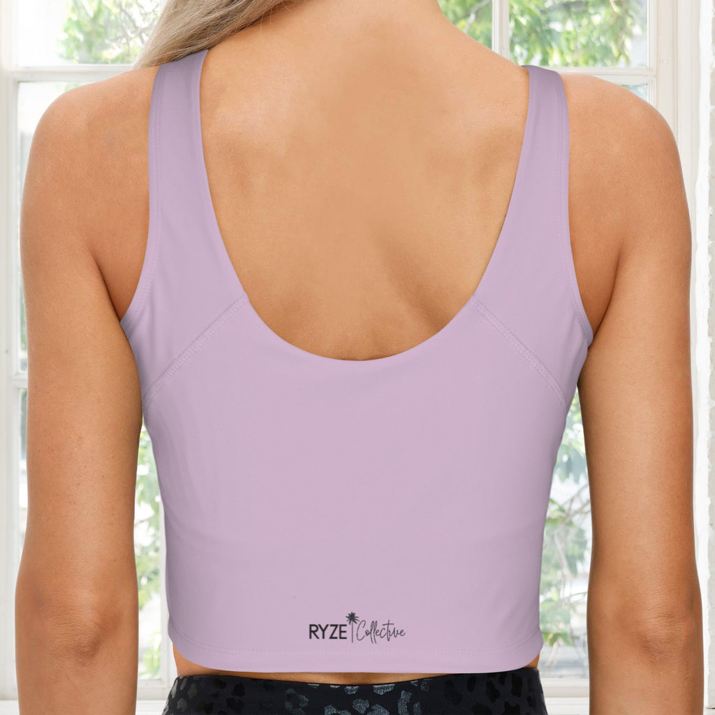 V Neck Scoop Crop Tank- Light Mauve