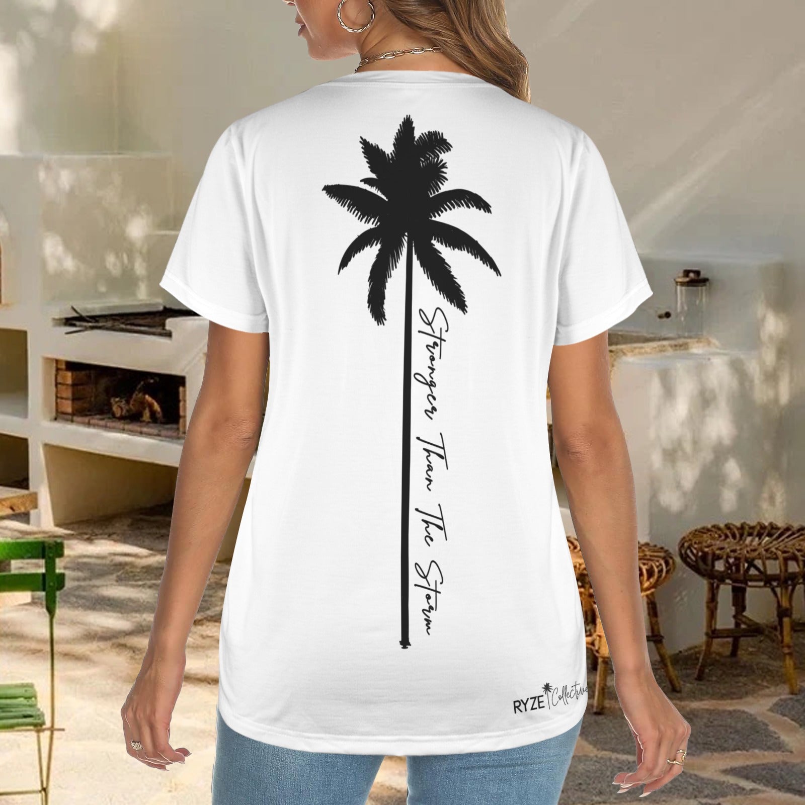 Palm Tree Strong Tee-Snow