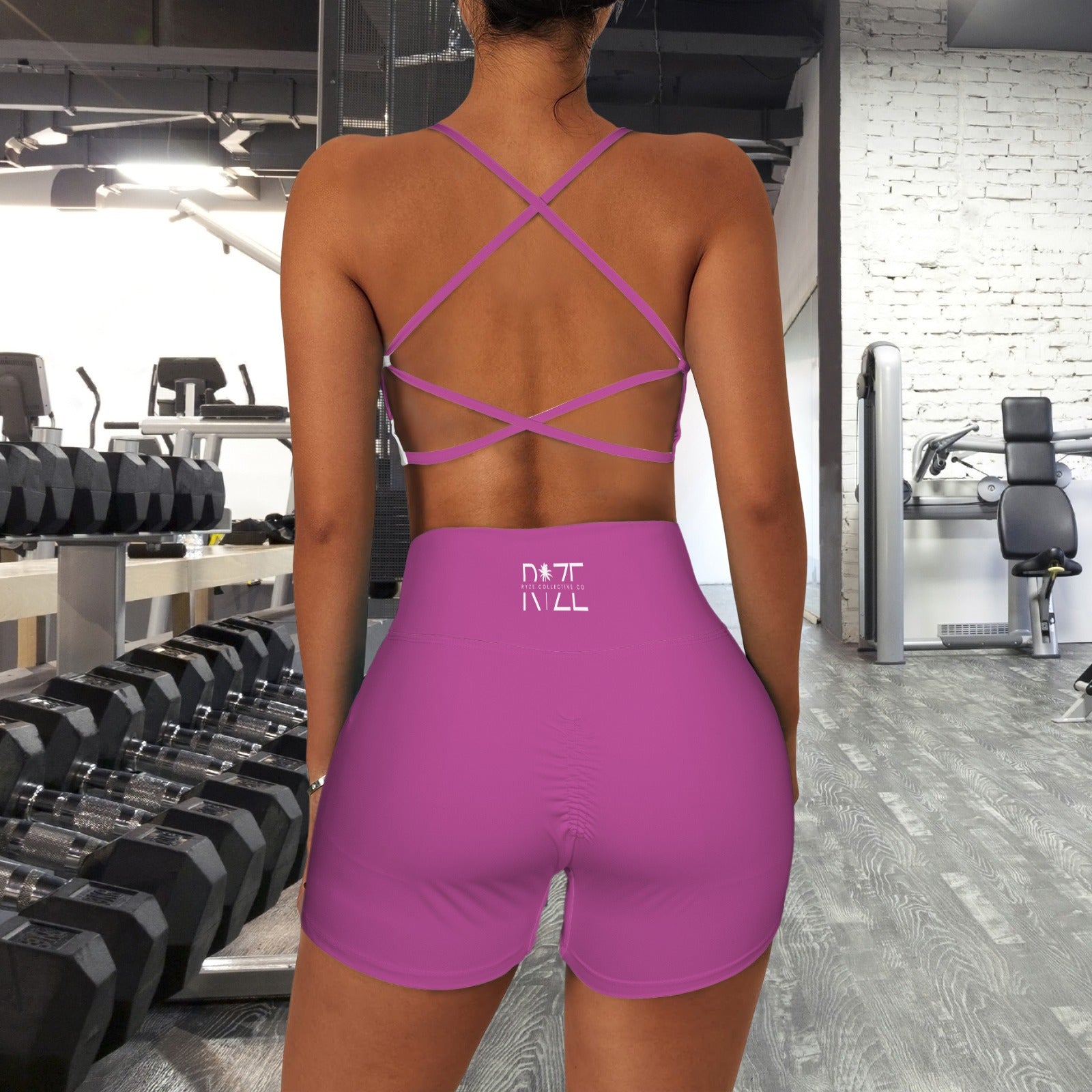 Women's Yoga Shorts Set- Rose Mauve