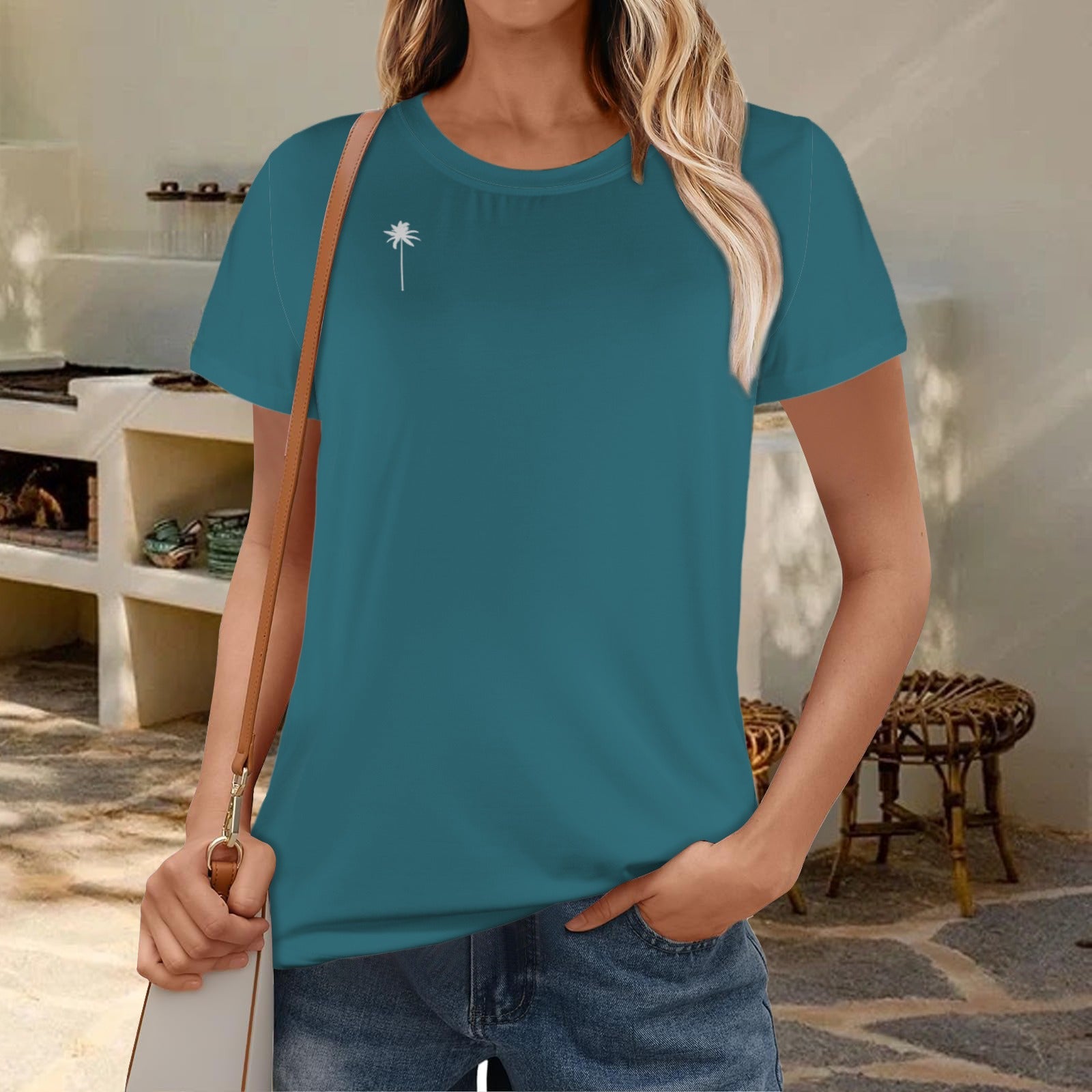 Palm Tree Strong Tee- Teal
