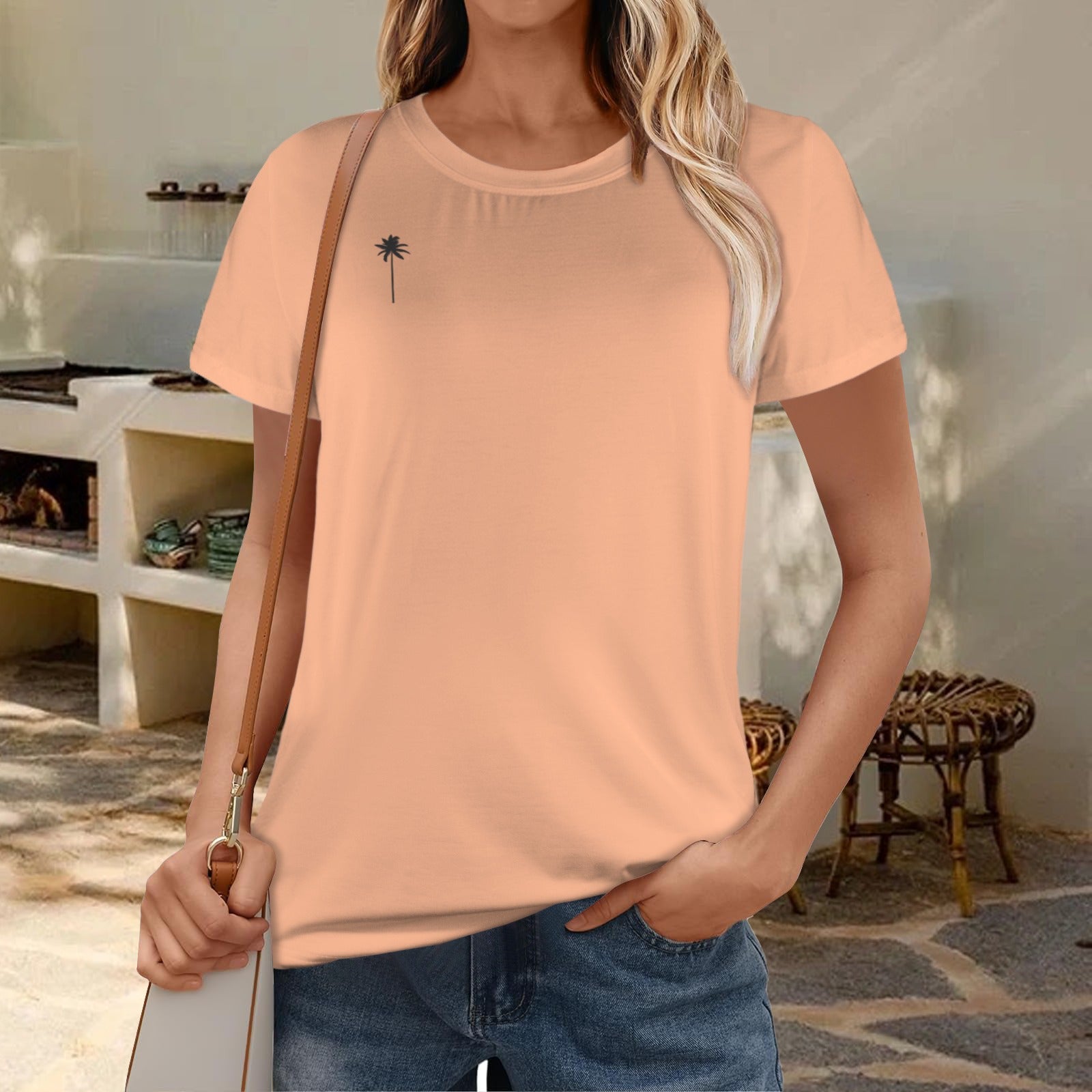 Palm Tree Strong Tee- Peachy