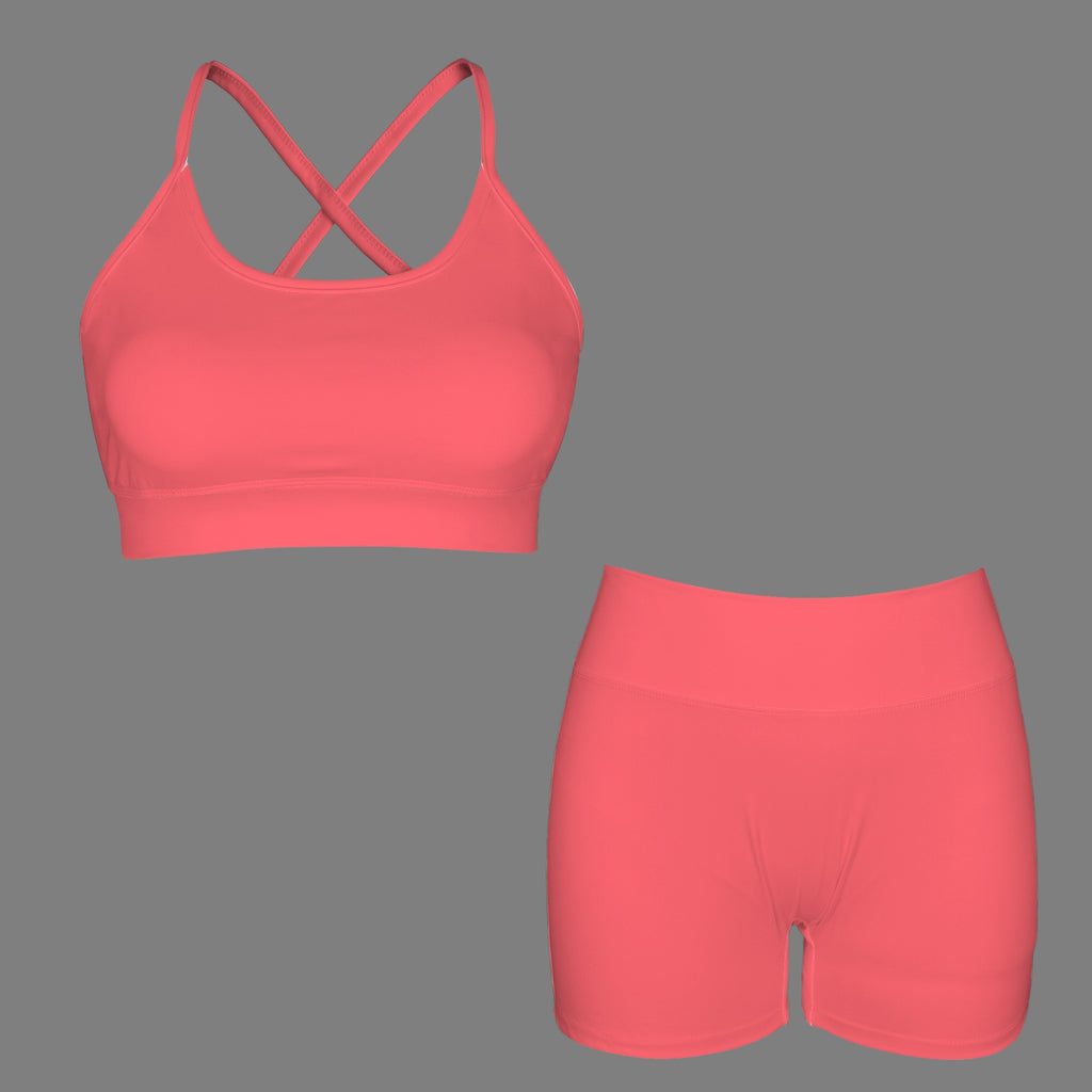 Women's Yoga Short Set -Melon