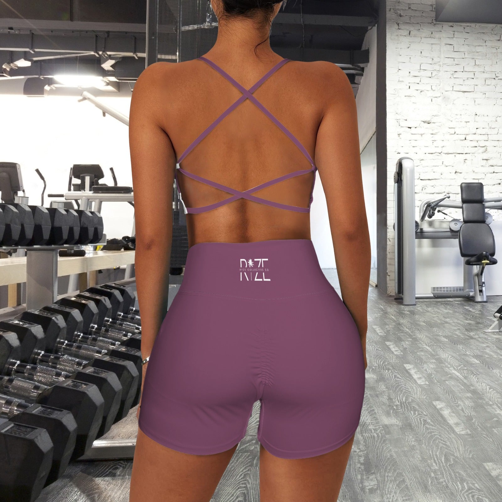 Women's Yoga Shorts Set- Dusty Mauve