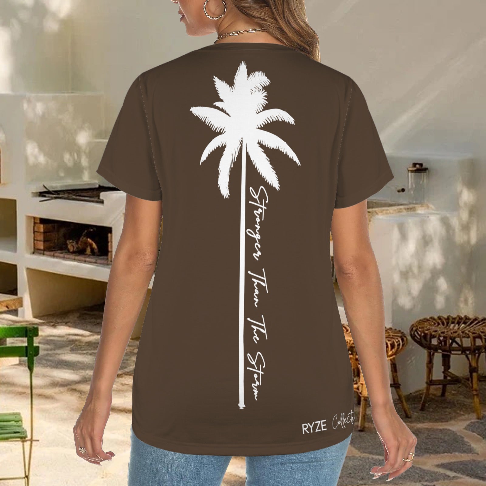 Palm Tree Strong Tee- Chocolate