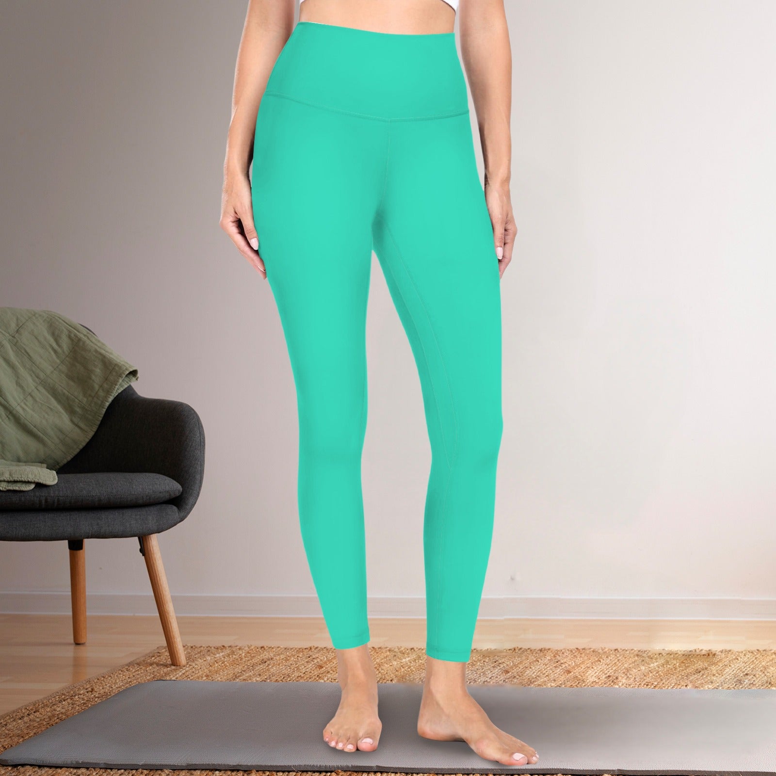 High Waist Yoga Leggings- Seafoam
