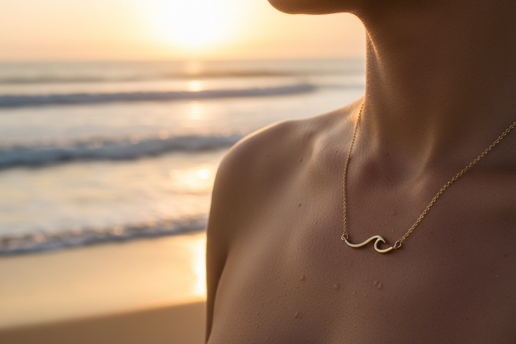 Gold Wave Necklace Lifestyle 2
