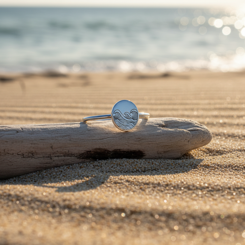 Pure Silver Sea Wave Ring