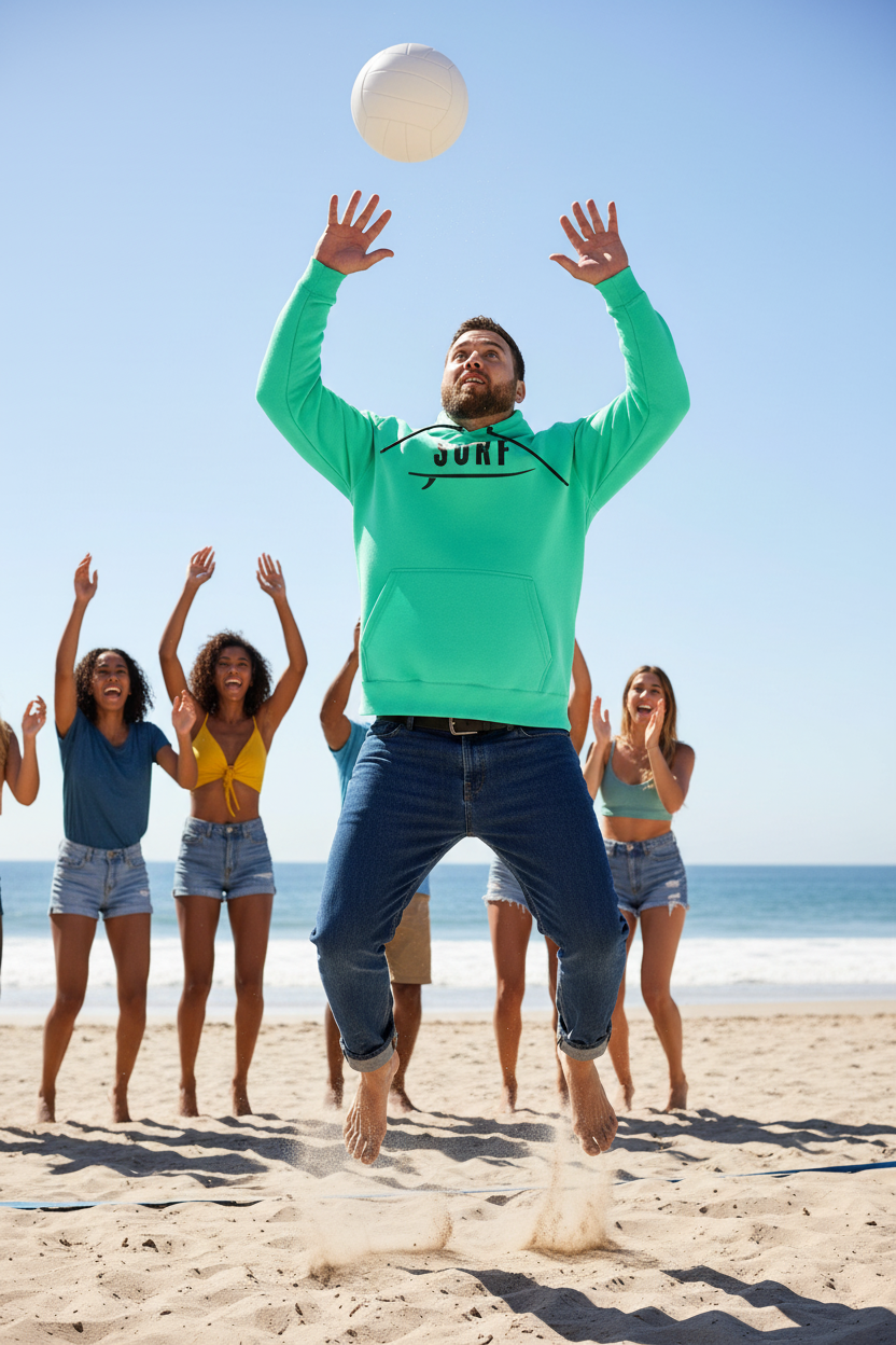 Mint Green SURF Hoodie - Beach Volleyball