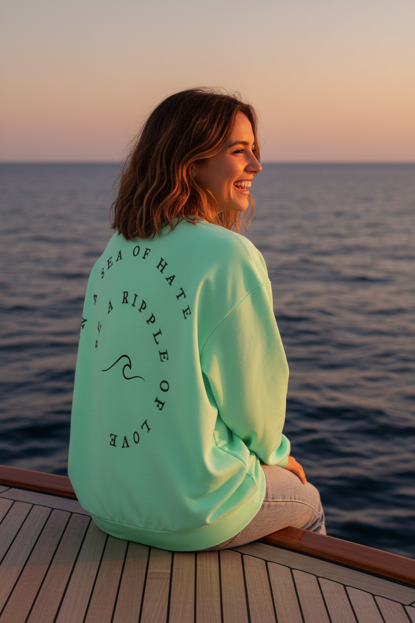 Mint Sweatshirt — Yacht Deck at Dusk