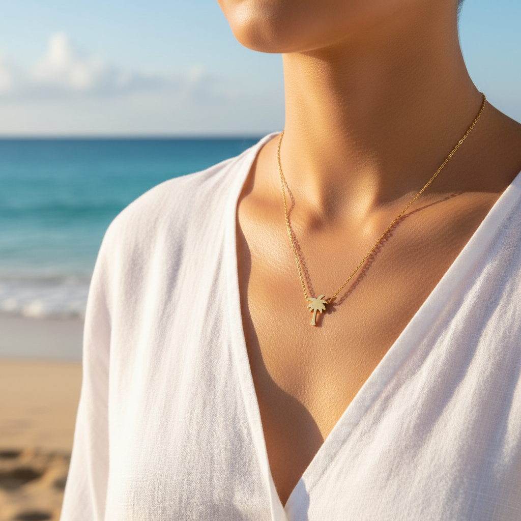 Palm Tree Necklace - Worn Lifestyle