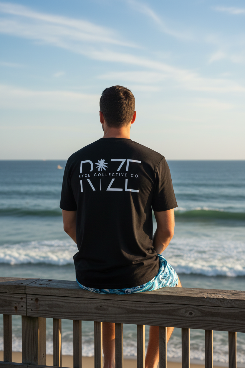 Ryze Collective Black Tee – Candid Back