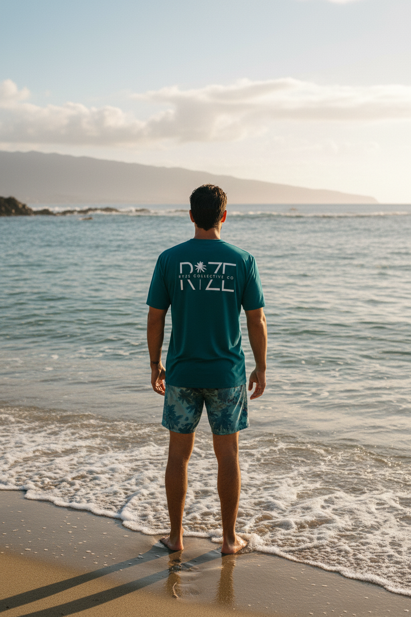 Ryze Collective Teal Tee – Candid Back